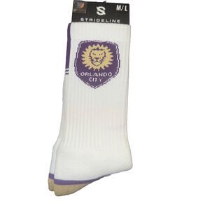 New Orlando City FC Knit Crew Socks Strideline Medium Large Unisex Purple/Gold